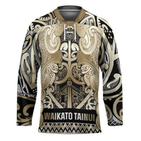Aotearoa Iwi Waikato Tainui Hockey Jersey Maori Wharenui House Tribal Pattern LT9 Unisex Light Gold - Polynesian Pride