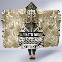 Aotearoa Iwi Waikato Tainui Hooded Blanket Maori Wharenui House Tribal Pattern LT9 One Size Light Gold - Polynesian Pride