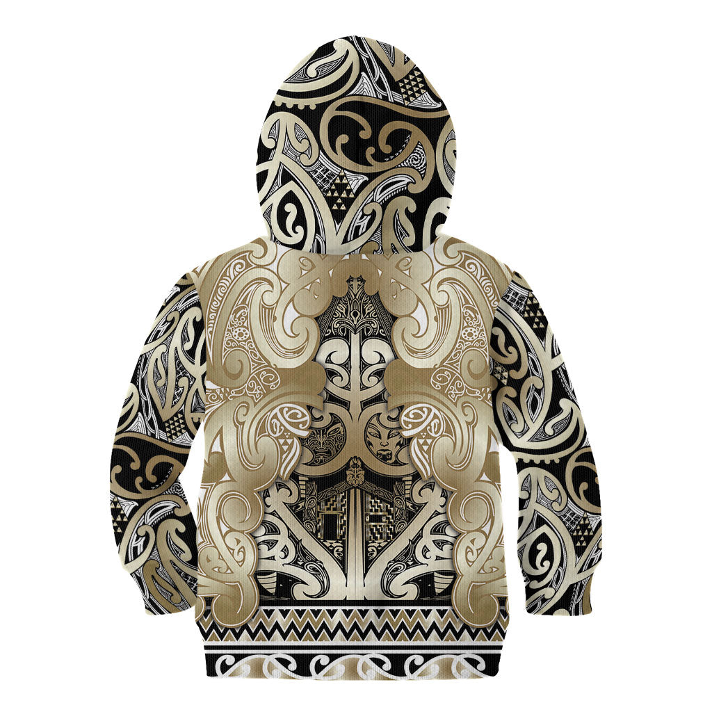 Aotearoa Iwi Waikato Tainui Kid Hoodie Maori Wharenui House Tribal Pattern LT9 - Polynesian Pride