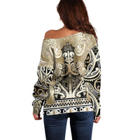 Aotearoa Iwi Waikato Tainui Off Shoulder Sweater Maori Wharenui House Tribal Pattern LT9 - Polynesian Pride