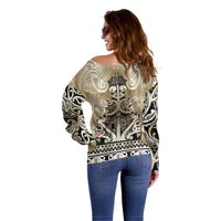 Aotearoa Iwi Waikato Tainui Off Shoulder Sweater Maori Wharenui House Tribal Pattern LT9 - Polynesian Pride