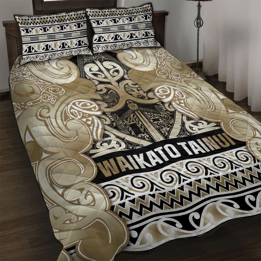 Aotearoa Iwi Waikato Tainui Quilt Bed Set Maori Wharenui House Tribal Pattern LT9 Light Gold - Polynesian Pride