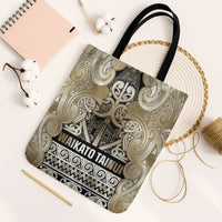 Aotearoa Iwi Waikato Tainui Tote Bag Maori Wharenui House Tribal Pattern LT9 Black Strap One Size Light Gold - Polynesian Pride