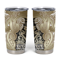 Aotearoa Iwi Waikato Tainui Tumbler Cup Maori Wharenui House Tribal Pattern LT9 Light Gold - Polynesian Pride