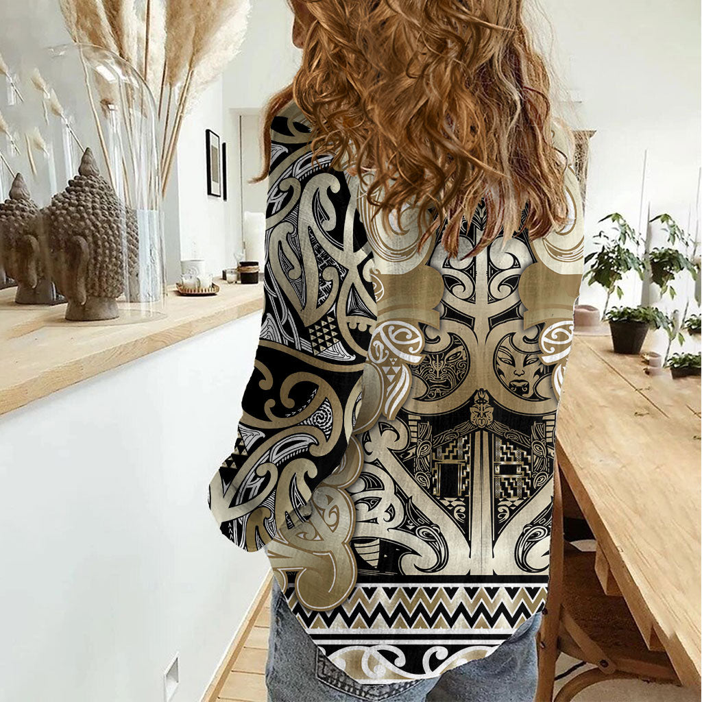 Aotearoa Iwi Waikato Tainui Women Casual Shirt Maori Wharenui House Tribal Pattern LT9 - Polynesian Pride
