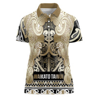 Aotearoa Iwi Waikato Tainui Women Polo Shirt Maori Wharenui House Tribal Pattern LT9 Female Light Gold - Polynesian Pride