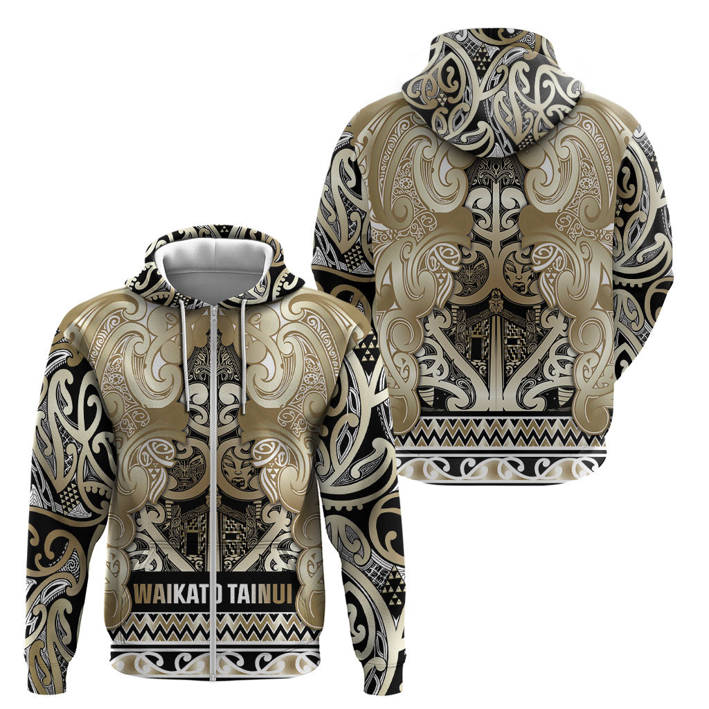 Aotearoa Iwi Waikato Tainui Zip Hoodie Maori Wharenui House Tribal Pattern LT9 - Polynesian Pride