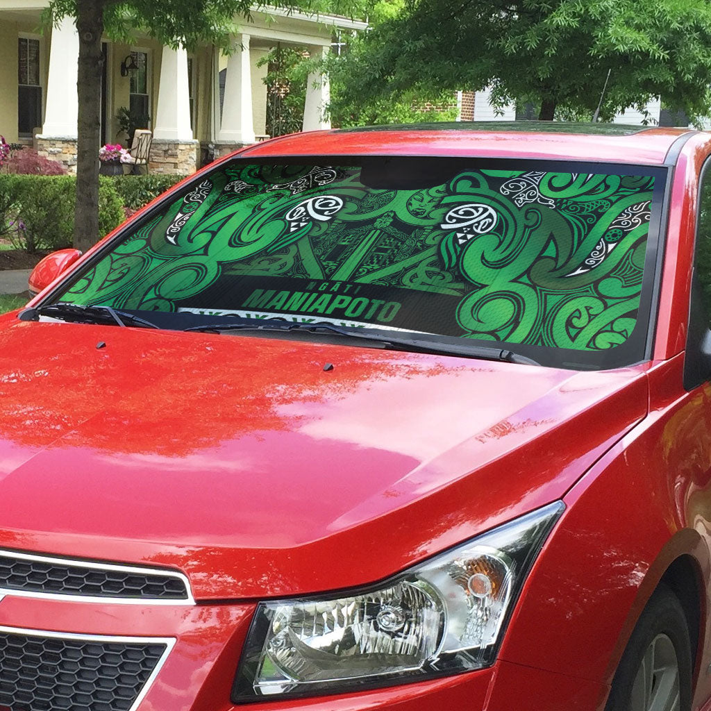 Aotearoa Iwi Ngati Maniapoto Auto Sun Shade Maori Wharenui House Tribal Pattern LT9 - Polynesian Pride