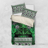 Aotearoa Iwi Ngati Maniapoto Bedding Set Maori Wharenui House Tribal Pattern LT9 US Twin 172cm x 218cm Dark green - Polynesian Pride