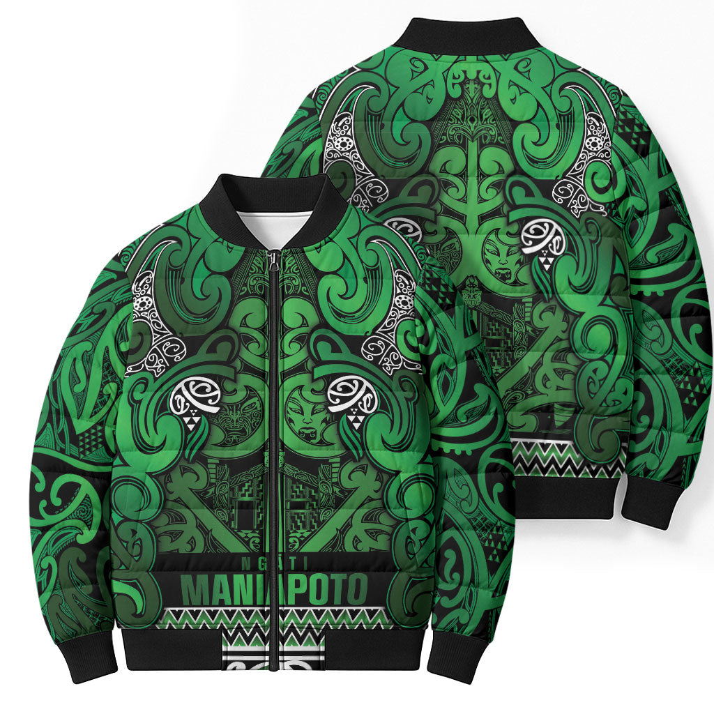 Aotearoa Iwi Ngati Maniapoto Bomber Puffer Jacket Maori Wharenui House Tribal Pattern LT9 - Polynesian Pride