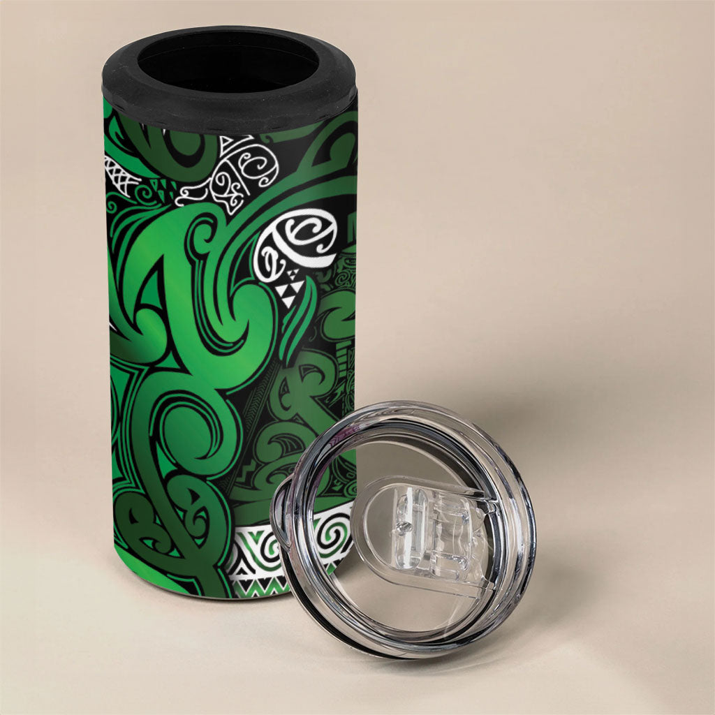Aotearoa Iwi Ngati Maniapoto 4 in 1 Can Cooler Tumbler Maori Wharenui House Tribal Pattern LT9 - Polynesian Pride