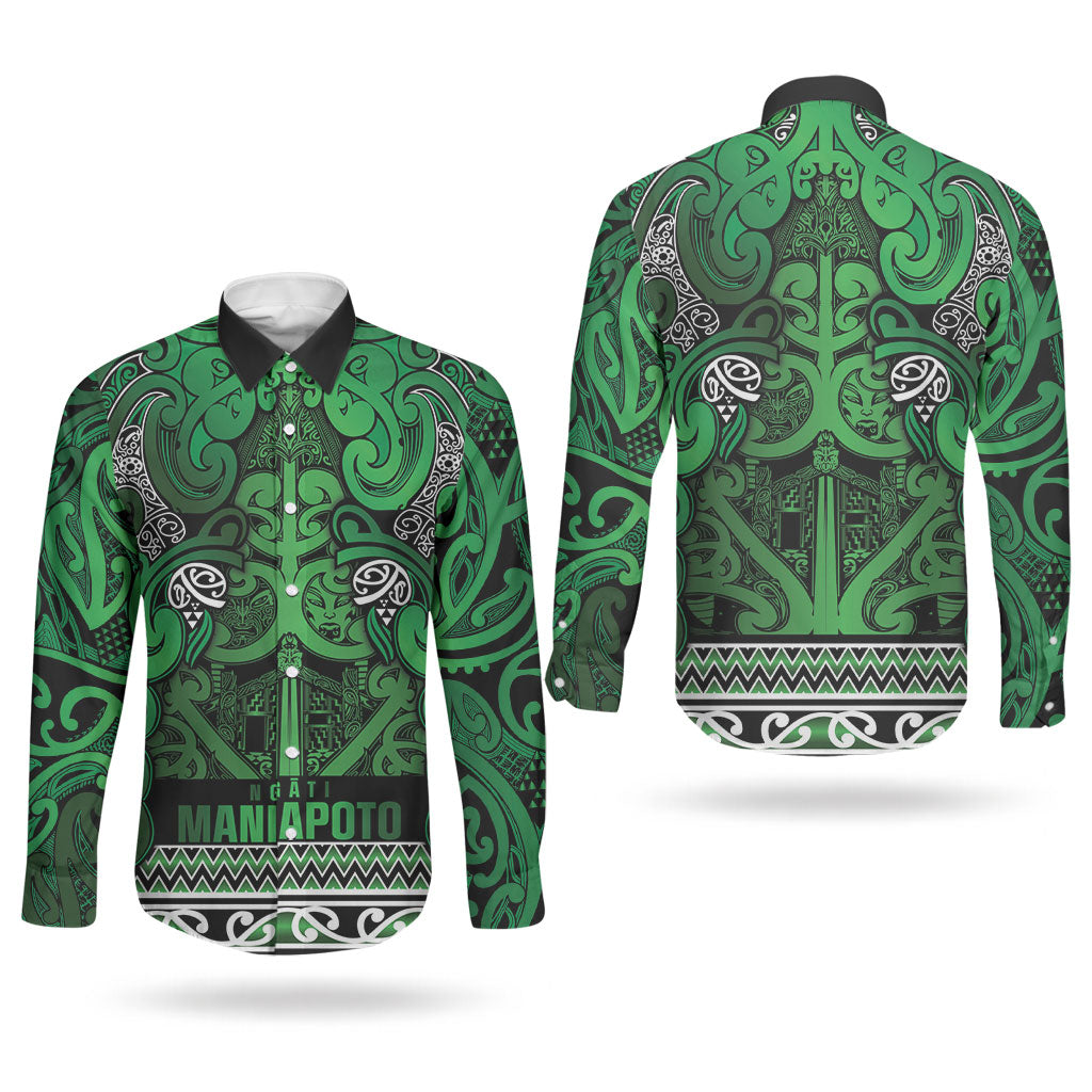 Aotearoa Iwi Ngati Maniapoto Couples Matching Off The Shoulder Long Sleeve Dress and Long Sleeve Button Shirt Maori Wharenui House Tribal Pattern LT9 - Polynesian Pride