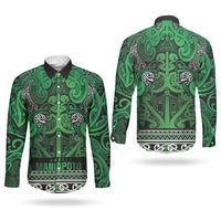 Aotearoa Iwi Ngati Maniapoto Couples Matching Off The Shoulder Long Sleeve Dress and Long Sleeve Button Shirt Maori Wharenui House Tribal Pattern LT9 - Polynesian Pride