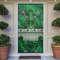 Aotearoa Iwi Ngati Maniapoto Door Cover Maori Wharenui House Tribal Pattern LT9 Dark green - Polynesian Pride