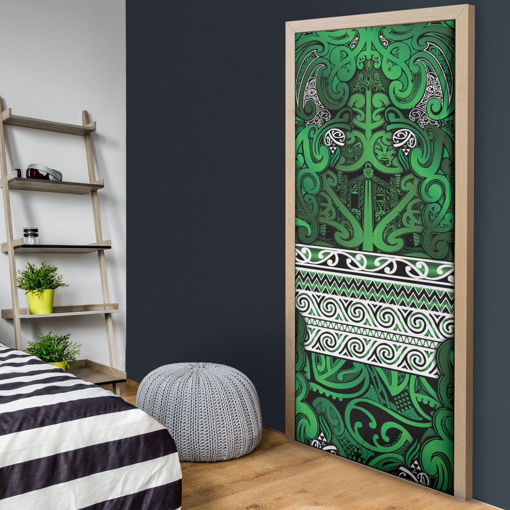 Aotearoa Iwi Ngati Maniapoto Door Cover Maori Wharenui House Tribal Pattern LT9 - Polynesian Pride