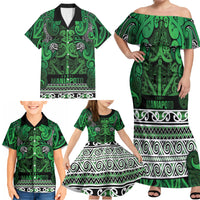Aotearoa Iwi Ngati Maniapoto Family Matching Off Shoulder Maxi Dress and Hawaiian Shirt Maori Wharenui House Tribal Pattern LT9 - Polynesian Pride