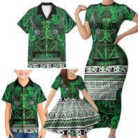 Aotearoa Iwi Ngati Maniapoto Family Matching Short Sleeve Bodycon Dress and Hawaiian Shirt Maori Wharenui House Tribal Pattern LT9 - Polynesian Pride