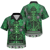 Aotearoa Iwi Ngati Maniapoto Family Matching Summer Maxi Dress and Hawaiian Shirt Maori Wharenui House Tribal Pattern LT9 Son's Shirt Dark green - Polynesian Pride