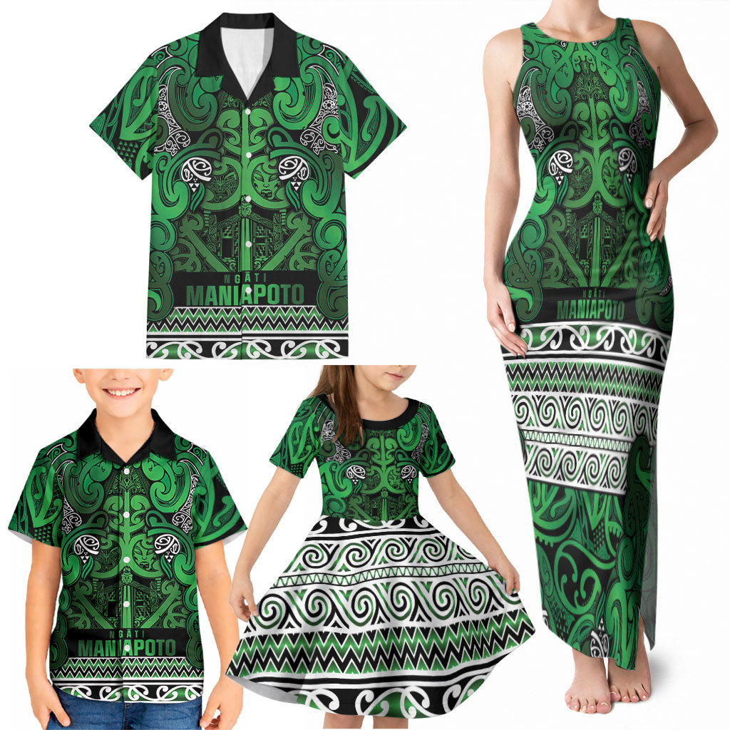 Aotearoa Iwi Ngati Maniapoto Family Matching Tank Maxi Dress and Hawaiian Shirt Maori Wharenui House Tribal Pattern LT9 - Polynesian Pride