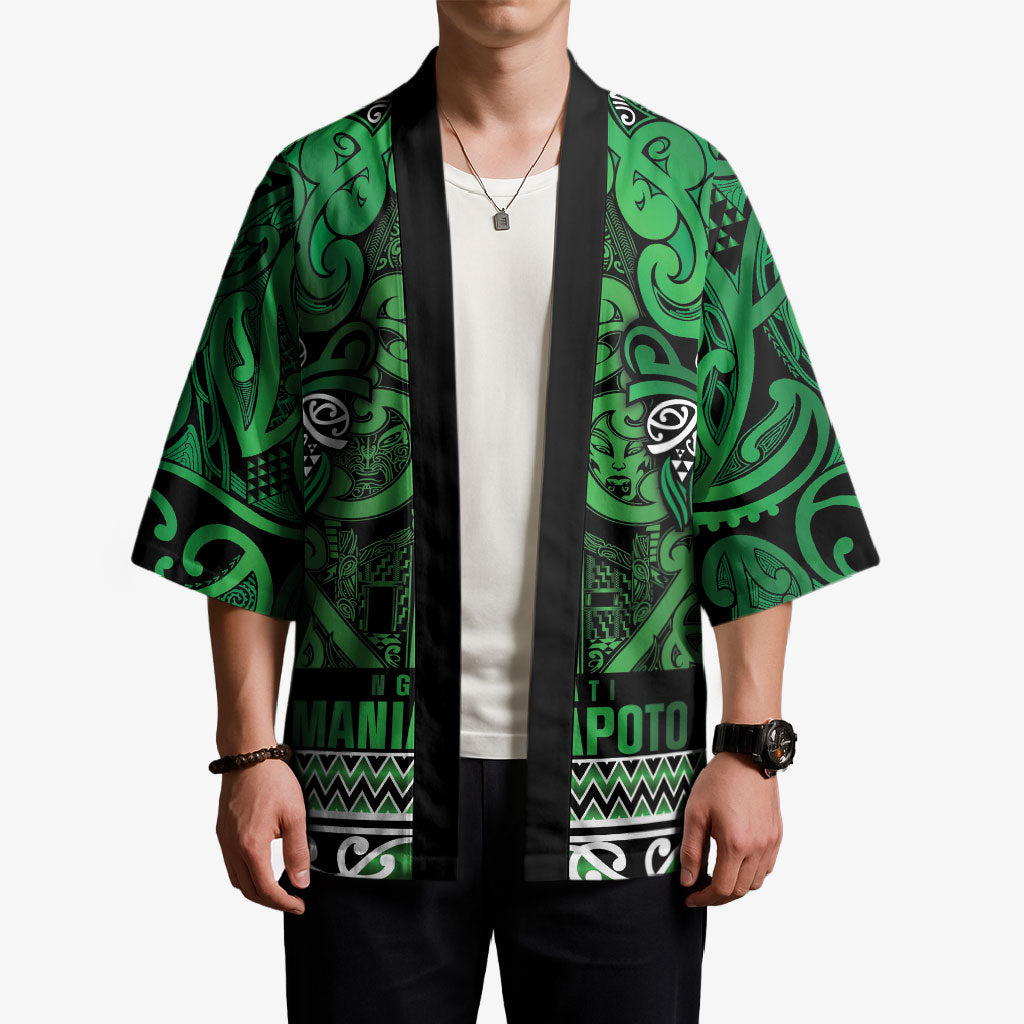 Aotearoa Iwi Ngati Maniapoto Kimono Maori Wharenui House Tribal Pattern LT9 - Polynesian Pride