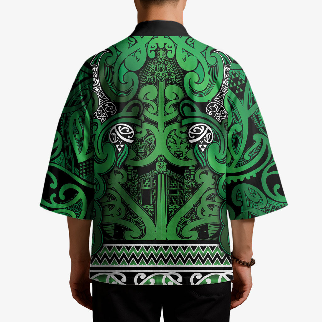 Aotearoa Iwi Ngati Maniapoto Kimono Maori Wharenui House Tribal Pattern LT9 - Polynesian Pride