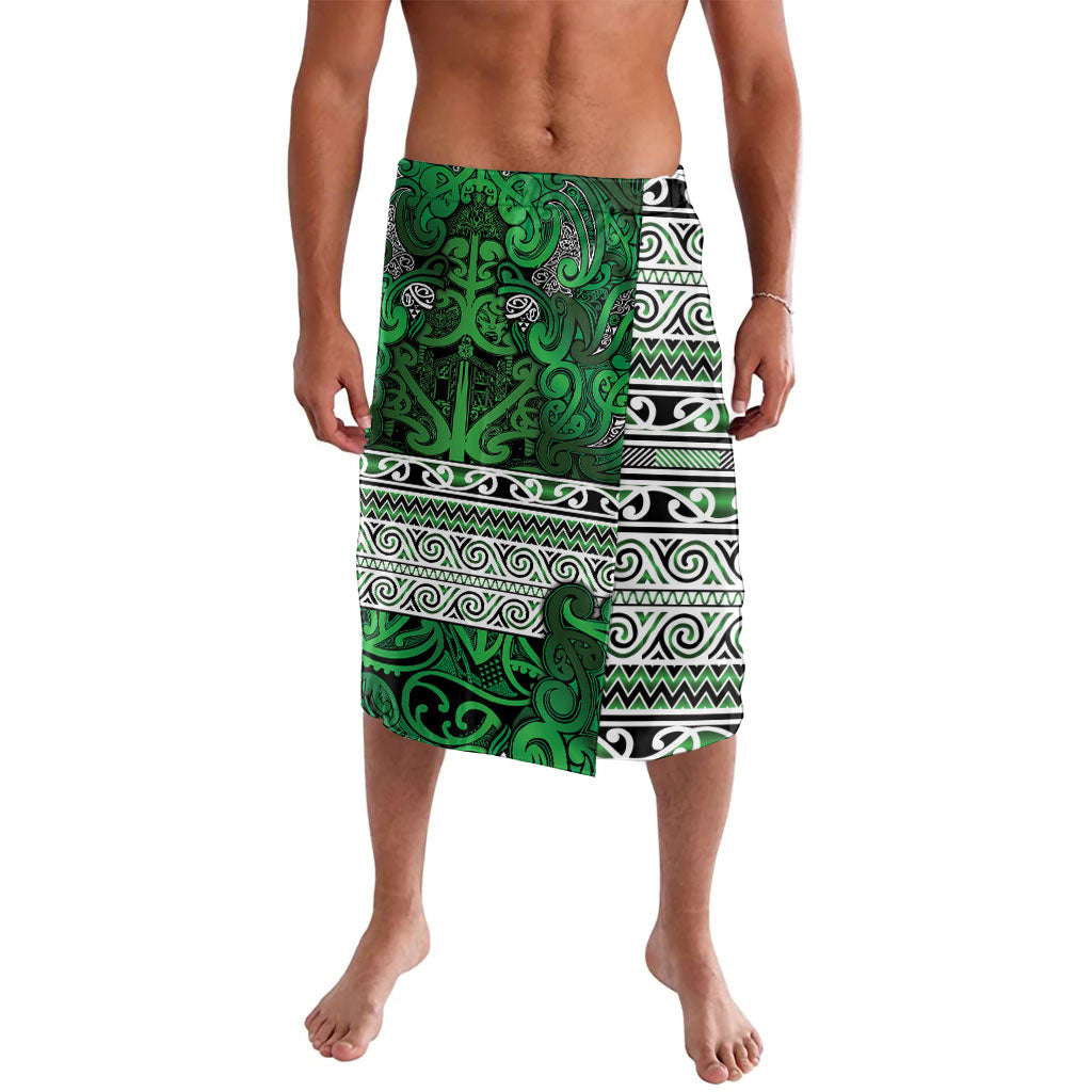 Aotearoa Iwi Ngati Maniapoto Lavalava Maori Wharenui House Tribal Pattern LT9 Dark green - Polynesian Pride