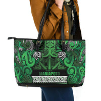 Aotearoa Iwi Ngati Maniapoto Leather Tote Bag Maori Wharenui House Tribal Pattern LT9 - Polynesian Pride
