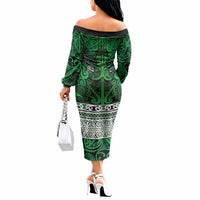 Aotearoa Iwi Ngati Maniapoto Off The Shoulder Long Sleeve Dress Maori Wharenui House Tribal Pattern LT9 - Polynesian Pride