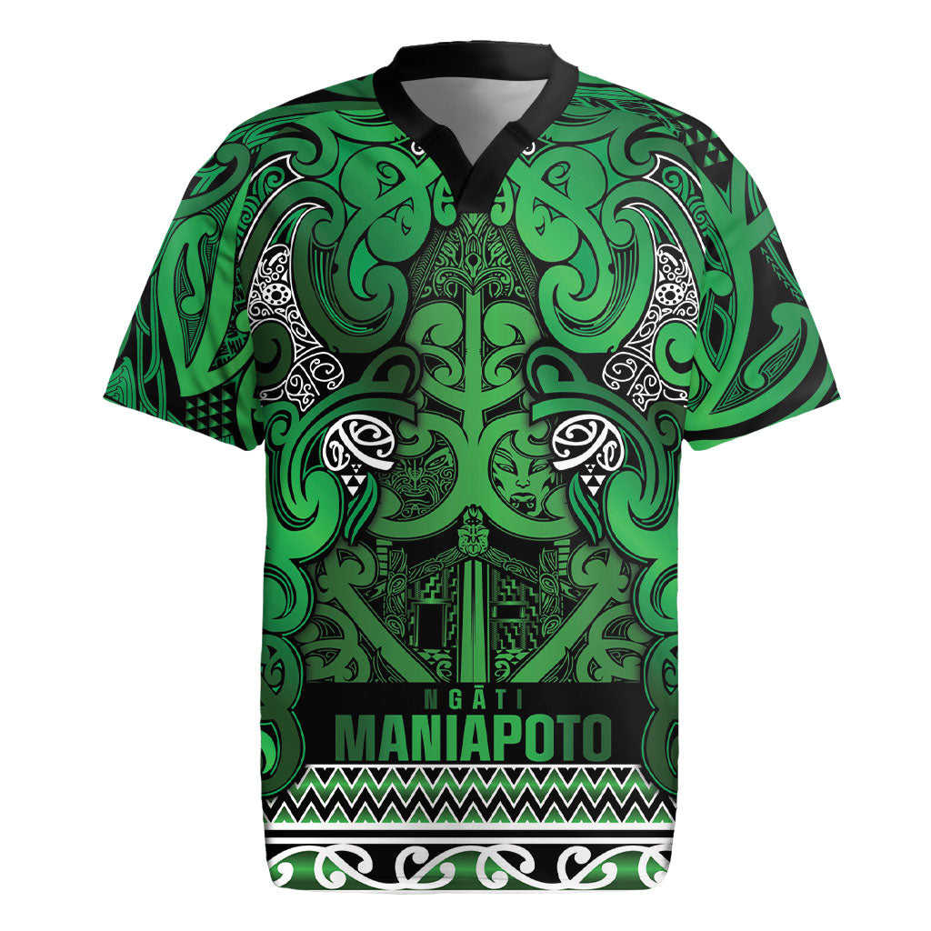 Aotearoa Iwi Ngati Maniapoto Rugby Jersey Maori Wharenui House Tribal Pattern LT9 Dark green - Polynesian Pride