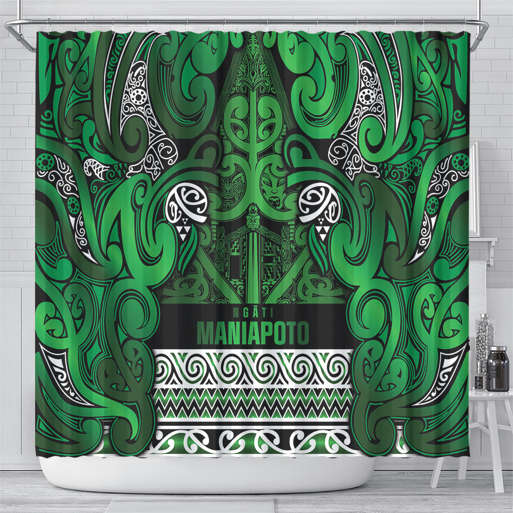 Aotearoa Iwi Ngati Maniapoto Shower Curtain Maori Wharenui House Tribal Pattern LT9 - Polynesian Pride