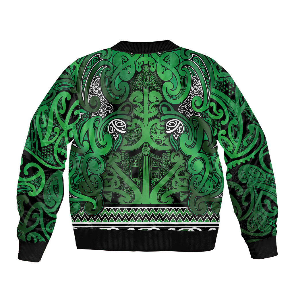 Aotearoa Iwi Ngati Maniapoto Sleeve Zip Bomber Jacket Maori Wharenui House Tribal Pattern LT9 - Polynesian Pride