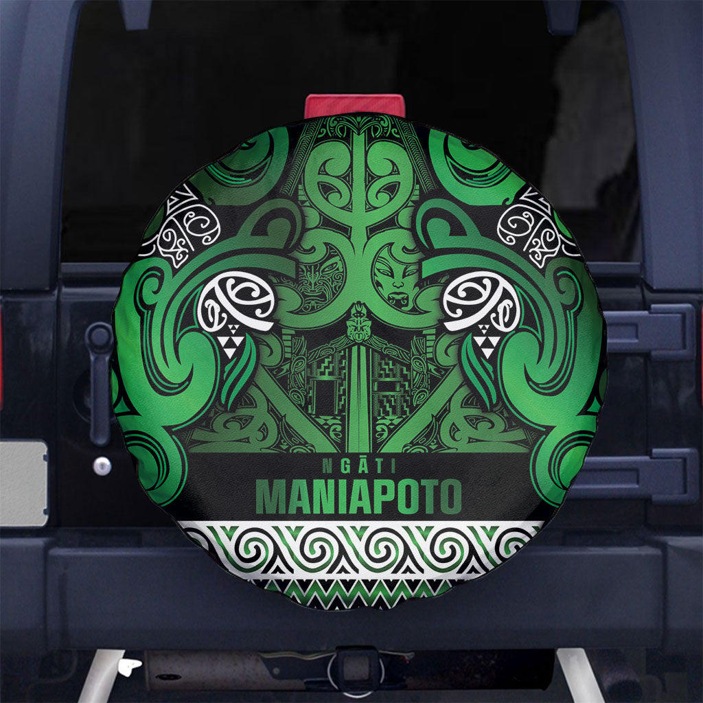 Aotearoa Iwi Ngati Maniapoto Spare Tire Cover Maori Wharenui House Tribal Pattern LT9 No hole Dark green - Polynesian Pride