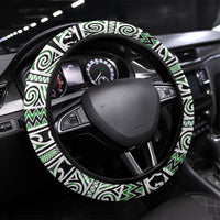 Aotearoa Iwi Ngati Maniapoto Steering Wheel Cover Maori Wharenui House Tribal Pattern LT9 Universal Fit Dark green - Polynesian Pride