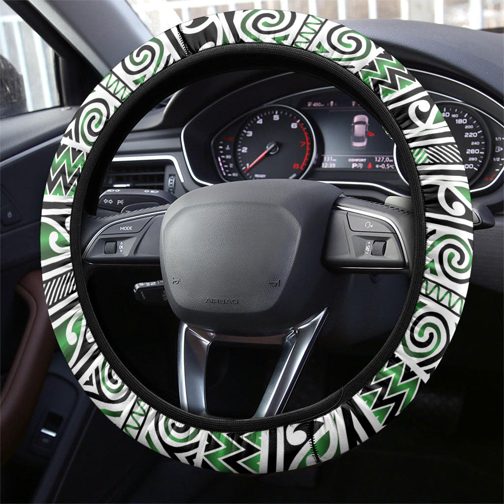 Aotearoa Iwi Ngati Maniapoto Steering Wheel Cover Maori Wharenui House Tribal Pattern LT9 - Polynesian Pride