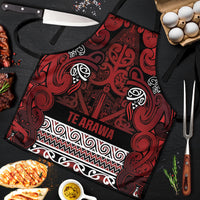 Aotearoa Iwi Te Arawa Apron Maori Wharenui House Tribal Pattern LT9 Dark Red - Polynesian Pride