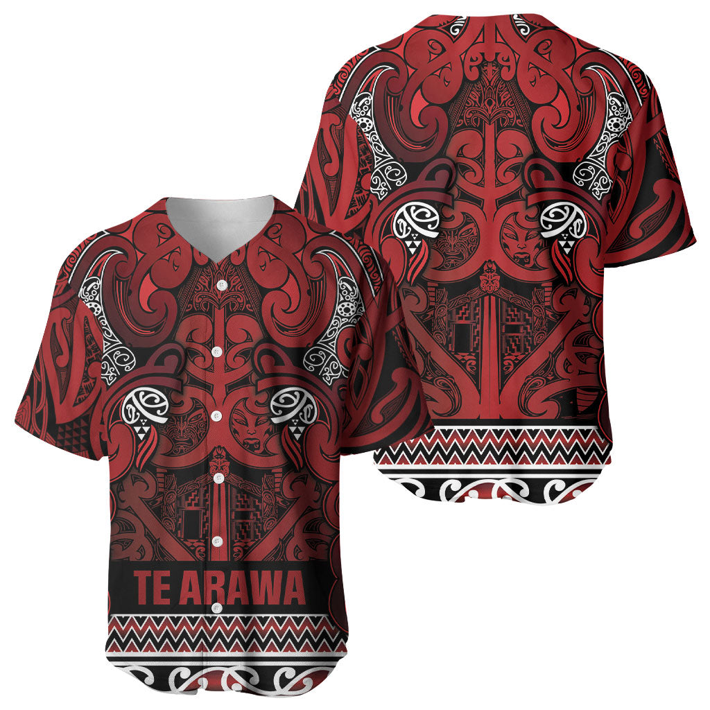 Aotearoa Iwi Te Arawa Baseball Jersey Maori Wharenui House Tribal Pattern LT9 - Polynesian Pride