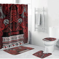 Aotearoa Iwi Te Arawa Bathroom Set Maori Wharenui House Tribal Pattern LT9 Bathroom Set (4 pcs) Dark Red - Polynesian Pride