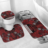 Aotearoa Iwi Te Arawa Bathroom Set Maori Wharenui House Tribal Pattern LT9 Mat Set Only (3 pcs) One Size Dark Red - Polynesian Pride