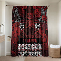 Aotearoa Iwi Te Arawa Bathroom Set Maori Wharenui House Tribal Pattern LT9 Shower Curtain Only Dark Red - Polynesian Pride