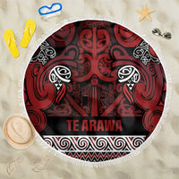Aotearoa Iwi Te Arawa Beach Blanket Maori Wharenui House Tribal Pattern LT9 One Size 150cm Dark Red - Polynesian Pride
