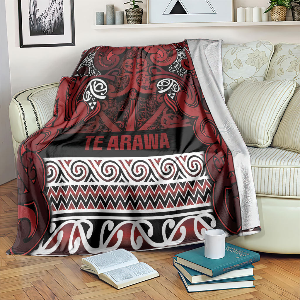 Aotearoa Iwi Te Arawa Blanket Maori Wharenui House Tribal Pattern LT9 Dark Red - Polynesian Pride