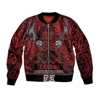 Aotearoa Iwi Te Arawa Bomber Jacket Maori Wharenui House Tribal Pattern LT9 Unisex Dark Red - Polynesian Pride