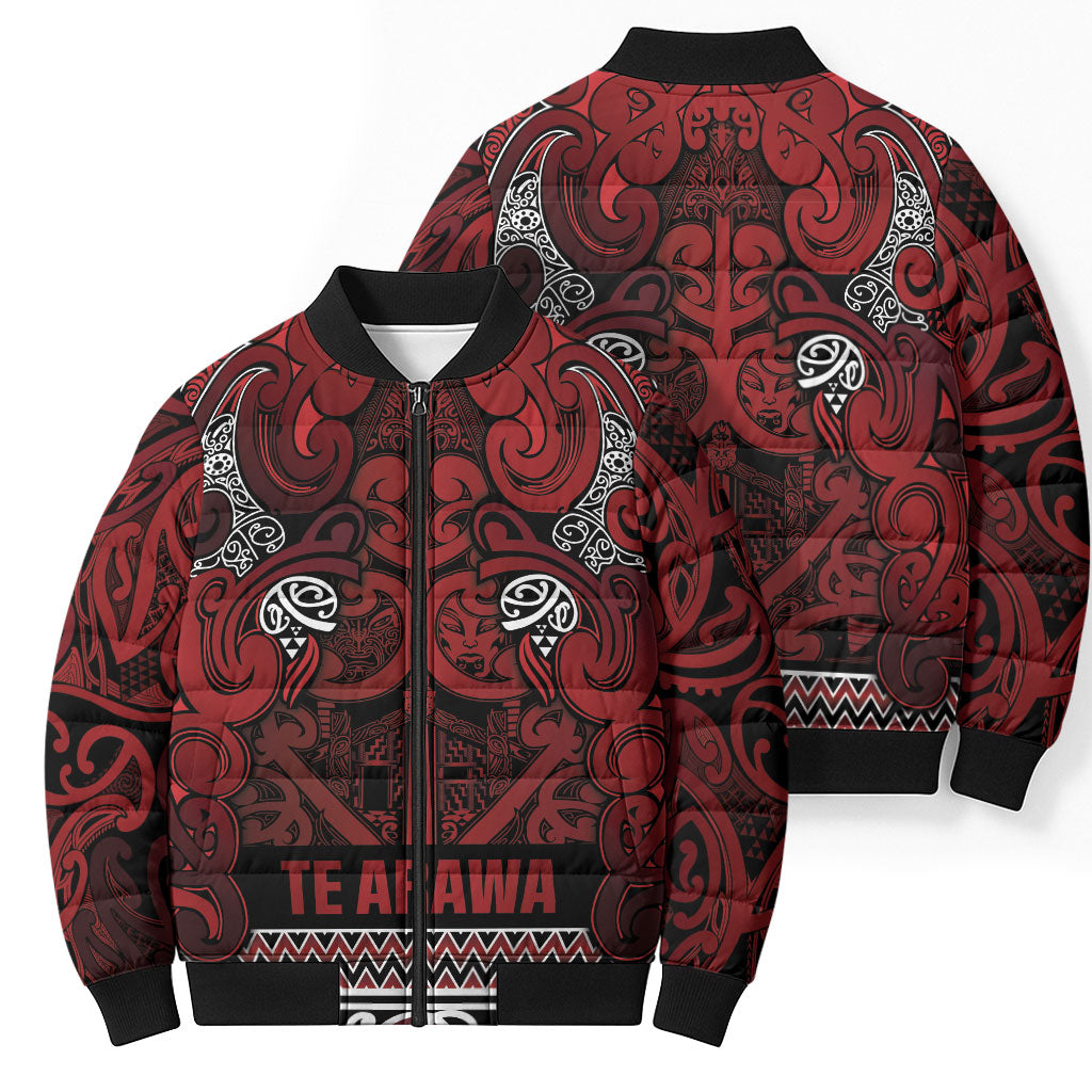 Aotearoa Iwi Te Arawa Bomber Puffer Jacket Maori Wharenui House Tribal Pattern LT9 - Polynesian Pride