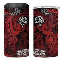 Aotearoa Iwi Te Arawa 4 in 1 Can Cooler Tumbler Maori Wharenui House Tribal Pattern LT9 One Size: 16 oz Dark Red - Polynesian Pride