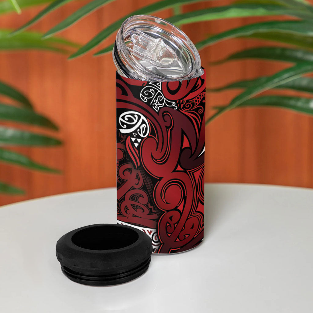 Aotearoa Iwi Te Arawa 4 in 1 Can Cooler Tumbler Maori Wharenui House Tribal Pattern LT9 - Polynesian Pride