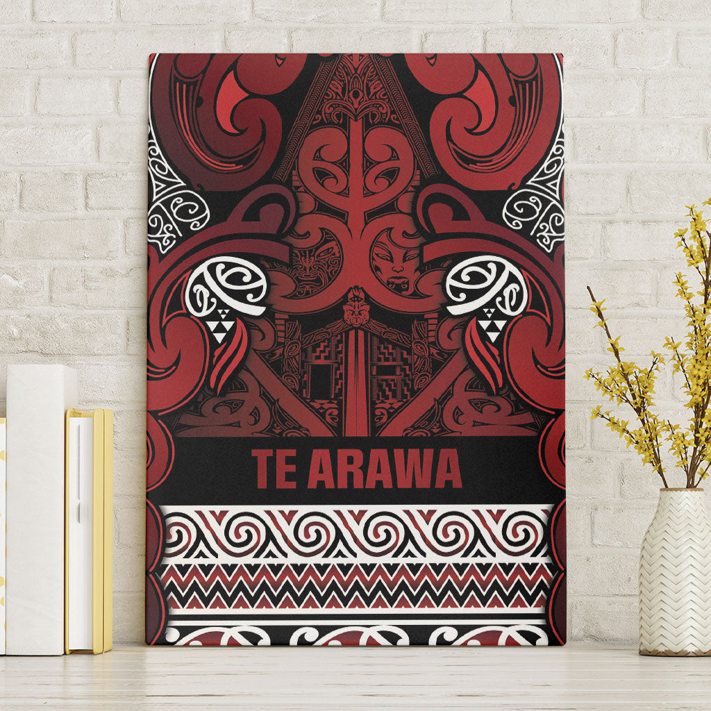 Aotearoa Iwi Te Arawa Canvas Wall Art Maori Wharenui House Tribal Pattern LT9 Without Frame Dark Red - Polynesian Pride