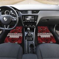 Aotearoa Iwi Te Arawa Car Mats Maori Wharenui House Tribal Pattern LT9 Set 2pcs - Front Dark Red - Polynesian Pride