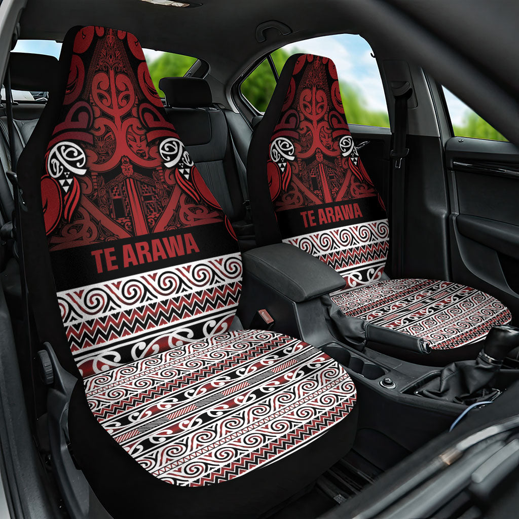 Aotearoa Iwi Te Arawa Car Seat Cover Maori Wharenui House Tribal Pattern LT9 One Size Dark Red - Polynesian Pride