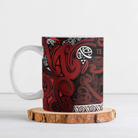 Aotearoa Iwi Te Arawa Ceramic Mug Maori Wharenui House Tribal Pattern LT9 Dark Red - Polynesian Pride