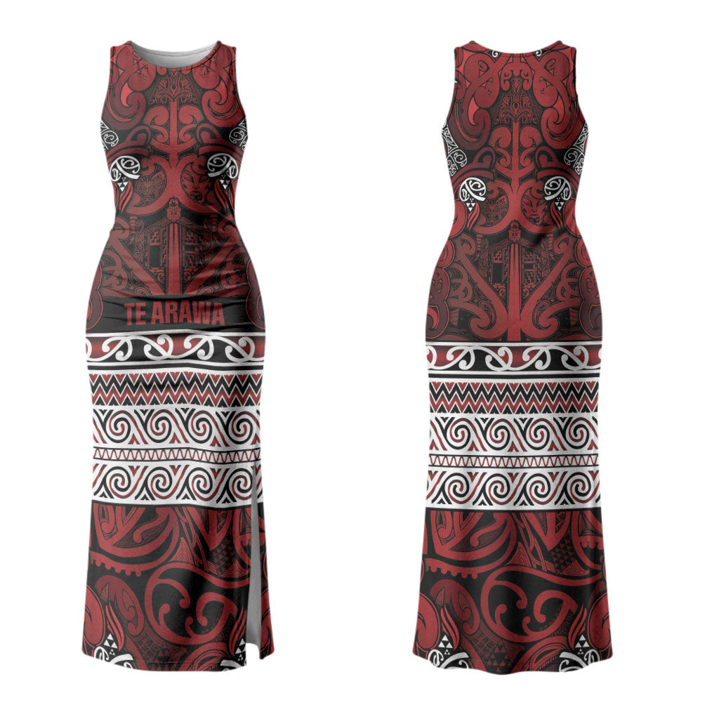 Aotearoa Iwi Te Arawa Couples Matching Tank Maxi Dress and Hawaiian Shirt Maori Wharenui House Tribal Pattern LT9 - Polynesian Pride